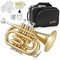 Ashthorpe Bb Brass Pocket Trumpet - Includes Case, Mouthpiece, Gloves, Cleaning Cloth, Valve Oil